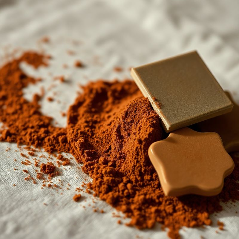 Pigment terracota și plăci ceramice pe pânză cremă